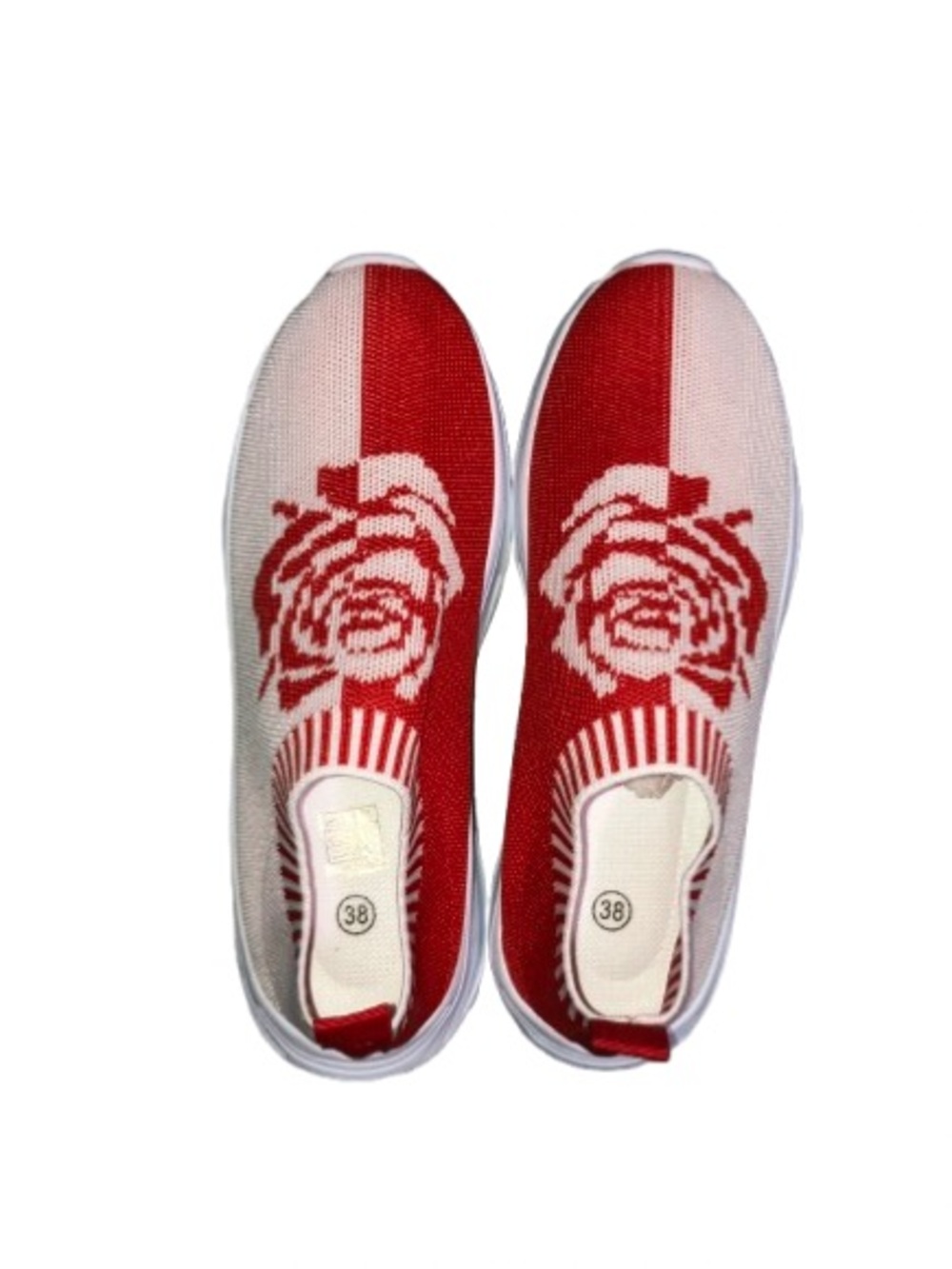 New Without Tags Slip-On Knit Rose Women's Sneakers Red/Cream Size 38 (7.5)